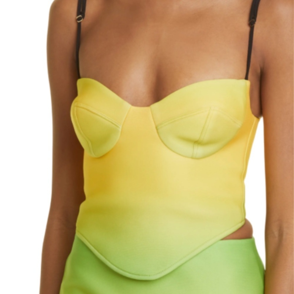 SAMMY B. NWOT Corset Detail Top - Yellow Green Ombre - Size S
